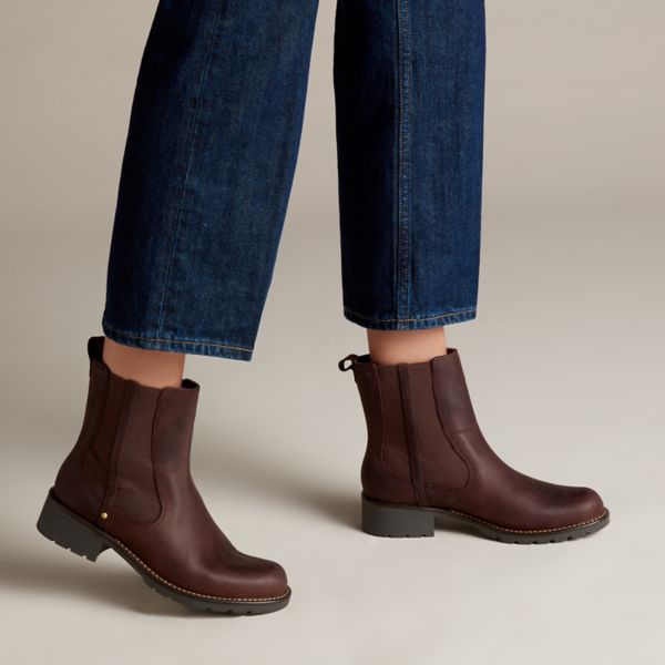 Clarks Womens Orinoco Club Ankle Boots Burgundy | UK-1379405